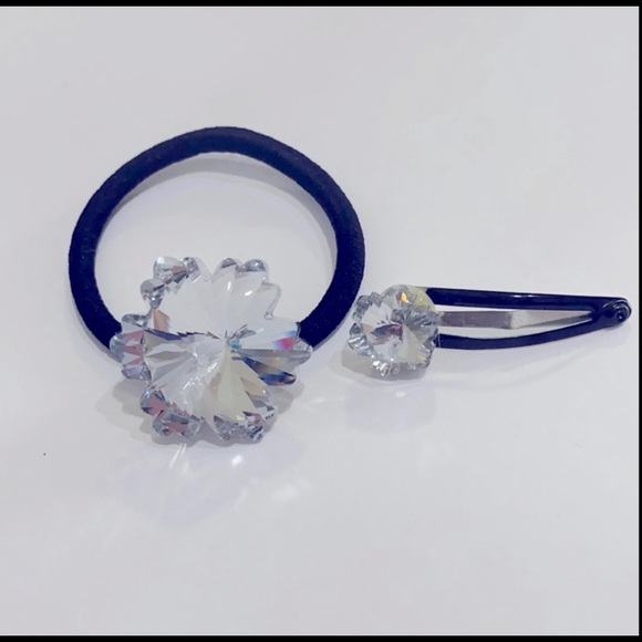 Ponytail Holder Barrette Set Clear Prism Snowflake - Picture 3 of 4